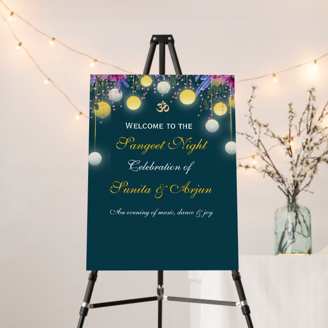 Indian Wedding Sangeet Night Welcome Sign (In Situ (Stand))