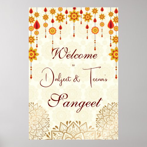 Indian wedding sangeet welcome sign