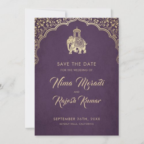 Indian Wedding Save The Date Blue Gold Ganesha Save The Date