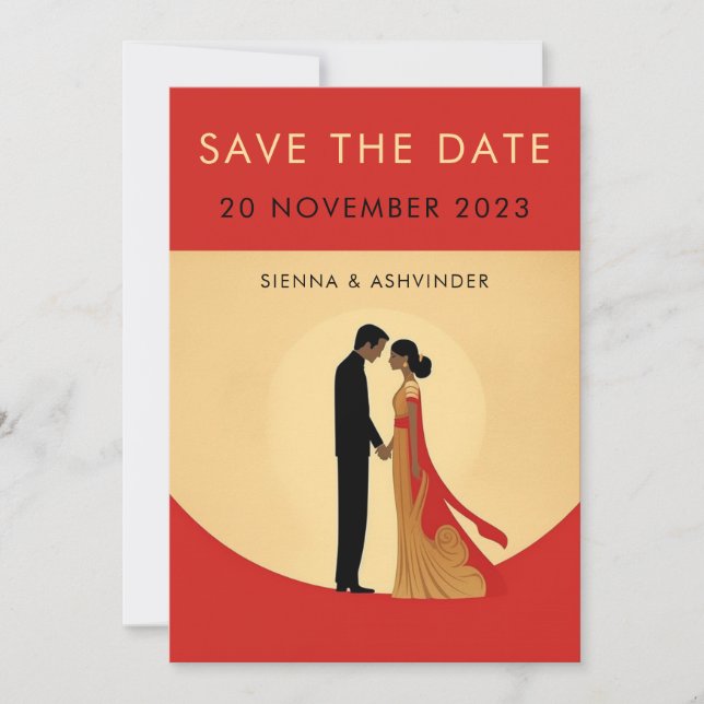Indian Wedding Save The Date Card (Front)