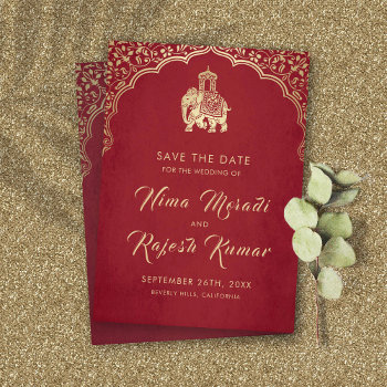 Indian Wedding Save The Date Gold Ganesha Invitati Invitation by splendidsummer at Zazzle