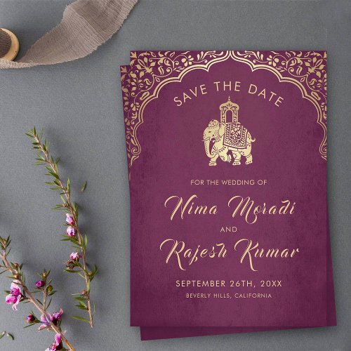 Indian Wedding Save The Date Gold Ganesha Invitati Invitation