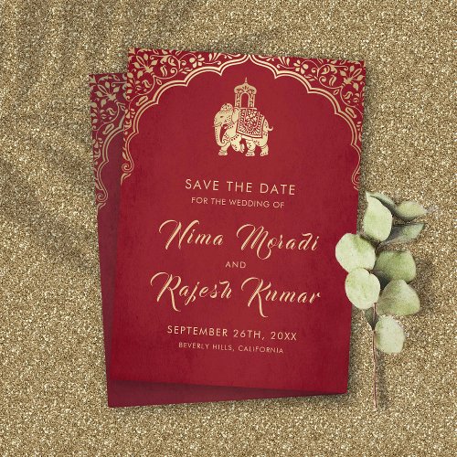 Indian Wedding Save The Date Gold Ganesha Invitati Invitation