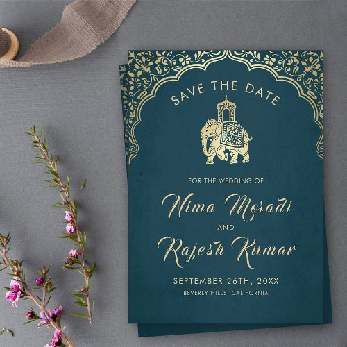 Indian Wedding Save The Date Gold Ganesha Invitati Invitation