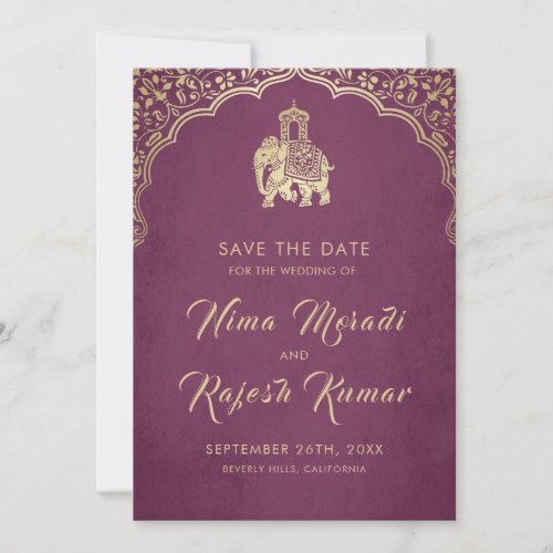 Indian Wedding Save The Date Gold Ganesha Invitati Invitation