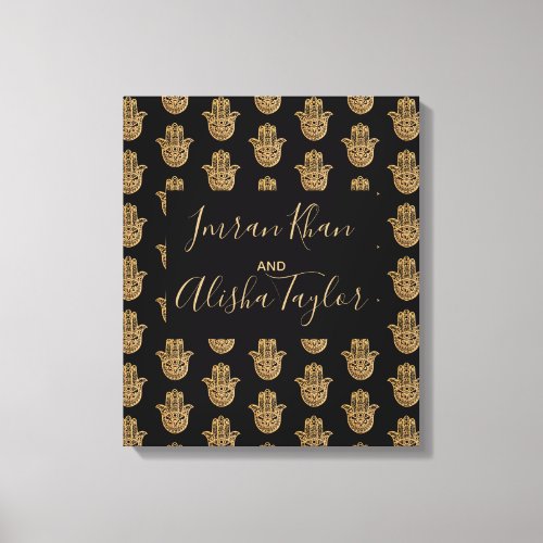 Indian Wedding Save the date Gold hamsa Henna Canvas Print