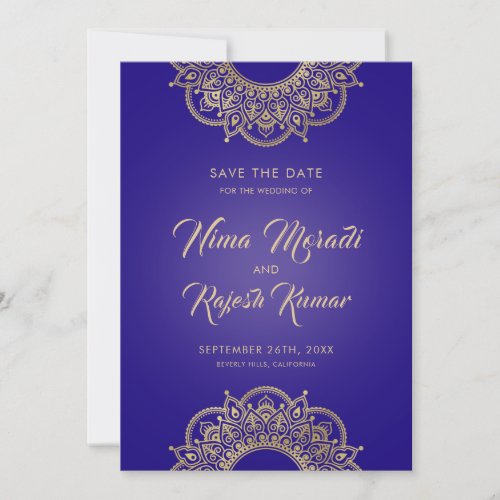 Indian Wedding Save The Date Purple and Gold Save The Date