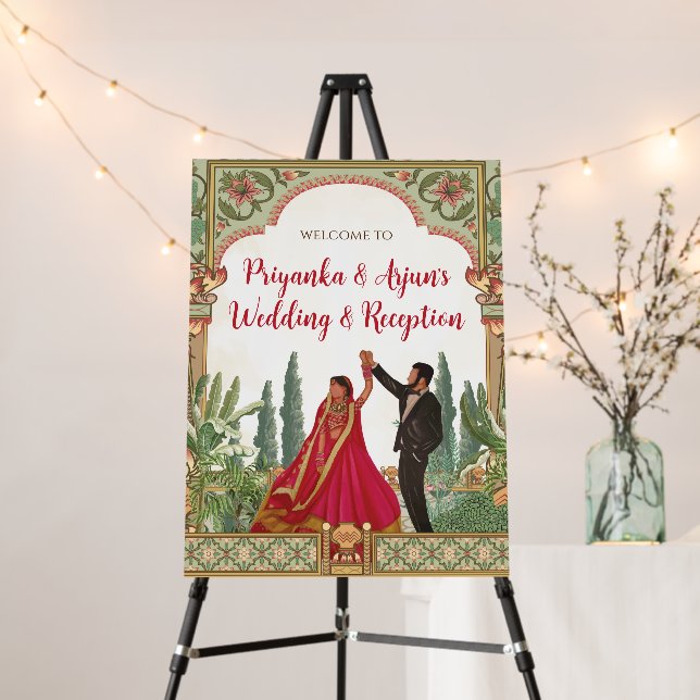 Indian Wedding sign Hindu & Indian Welcome sign (In Situ (Stand))