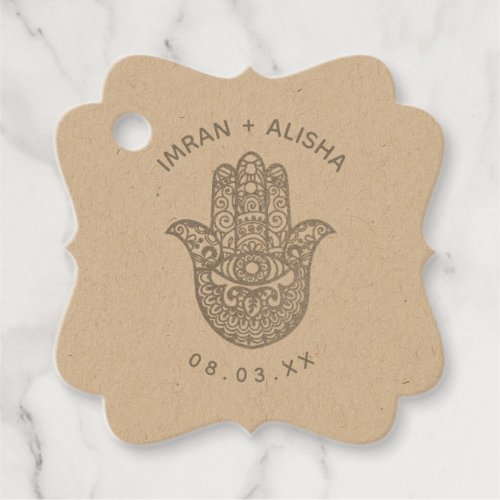 Indian Wedding Silver hamsa Henna Favor Tags