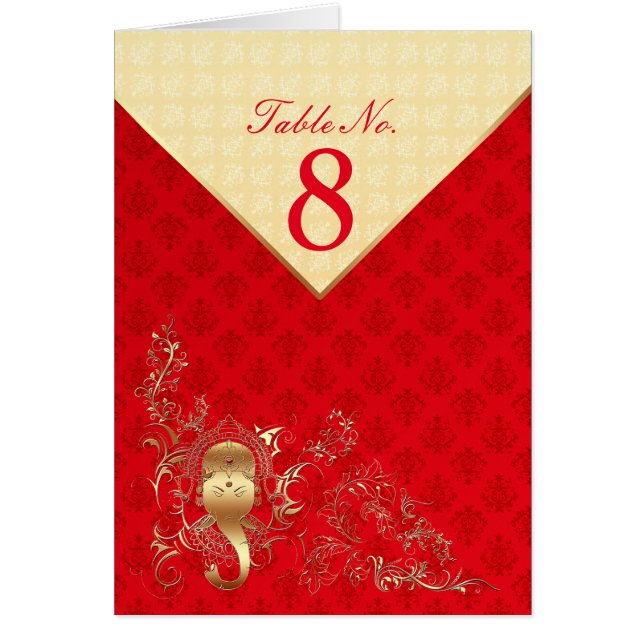 Indian Wedding - Table Number Card (Front)