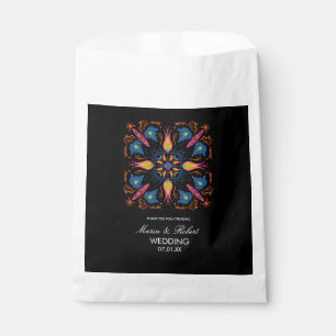 Indian Wedding Theme Elephant Floral Black   Favor Bag