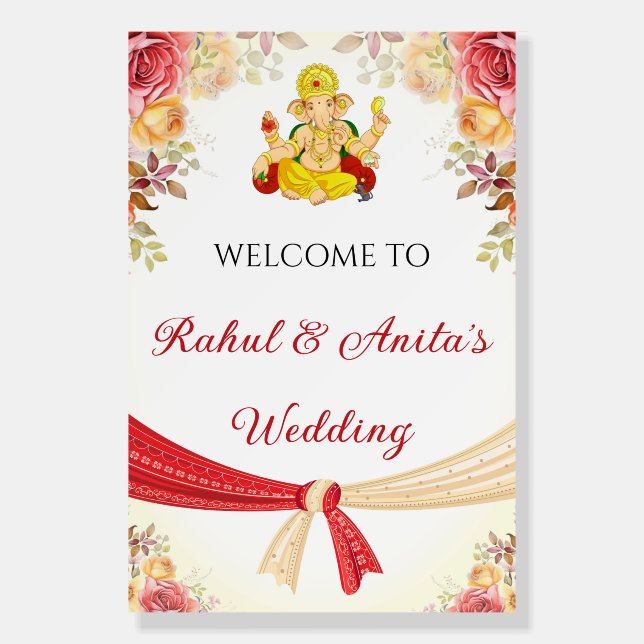 Indian Wedding Welcome Board (Front)