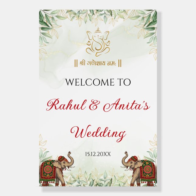 Indian Wedding Welcome Board (Front)