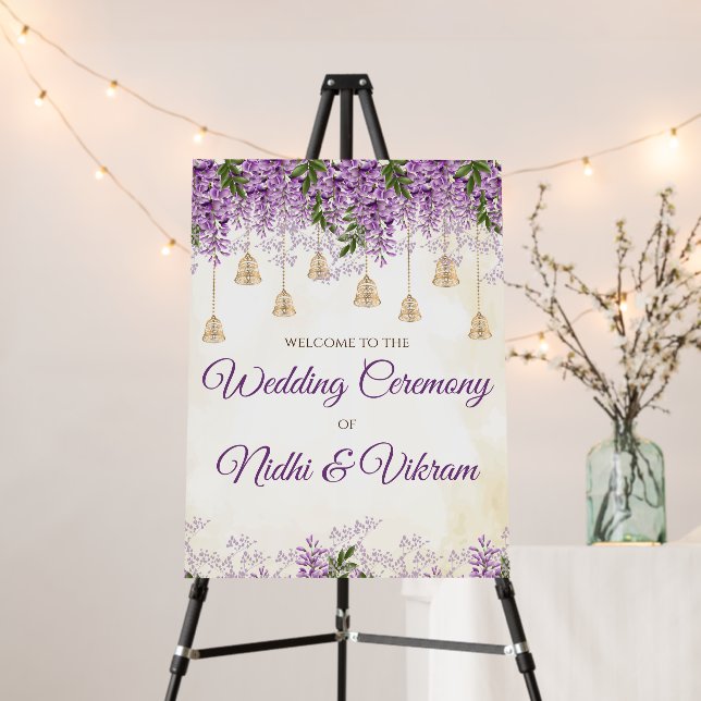 Indian wedding welcome board as Hindu wedding sign (In Situ (Stand))