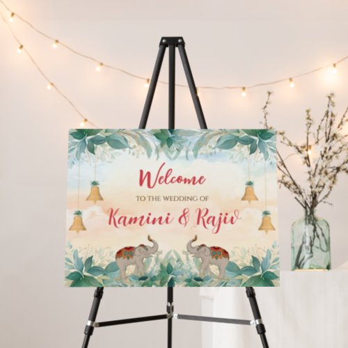 Indian wedding welcome board with Indian Elephant