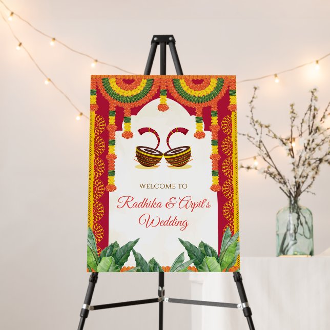 Indian Wedding welcome decor & Hindu Welcome signs (In Situ (Stand))