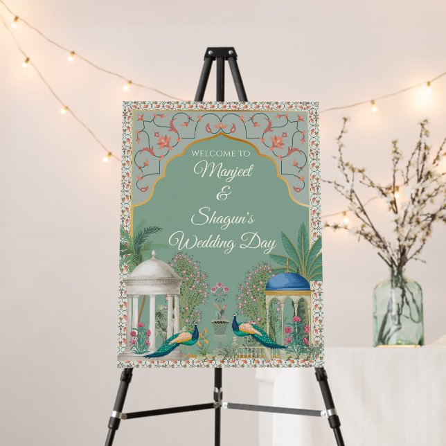 Indian Wedding Welcome sign Hindu Anand Karaj sign (In Situ (Stand))