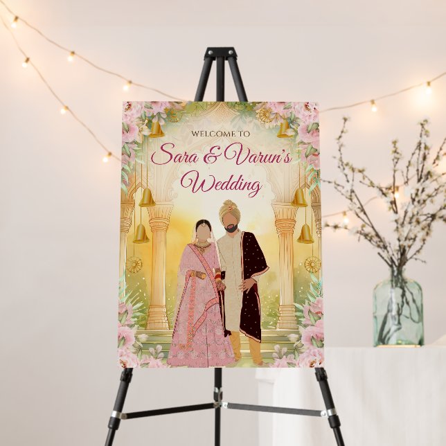 Indian Wedding Welcome sign Hindu Wedding welcome (In Situ (Stand))