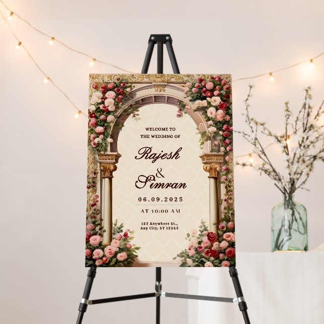 Indian Wedding Welcome Sign, Indian Wedding Decor Foam Board (In Situ (Stand))
