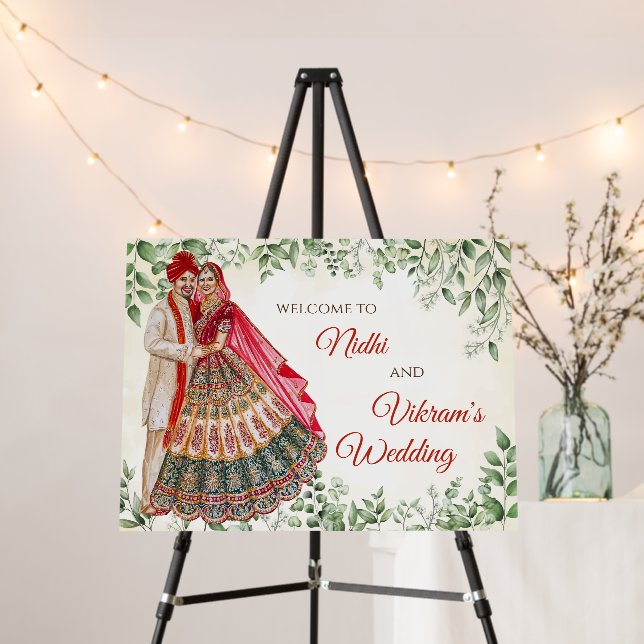 Indian Wedding welcome sign & Indian Wedding signs (In Situ (Stand))