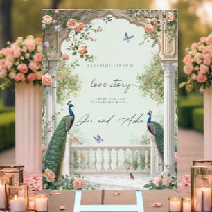 Indian Wedding Welcome Sign Printable Peacock Ro