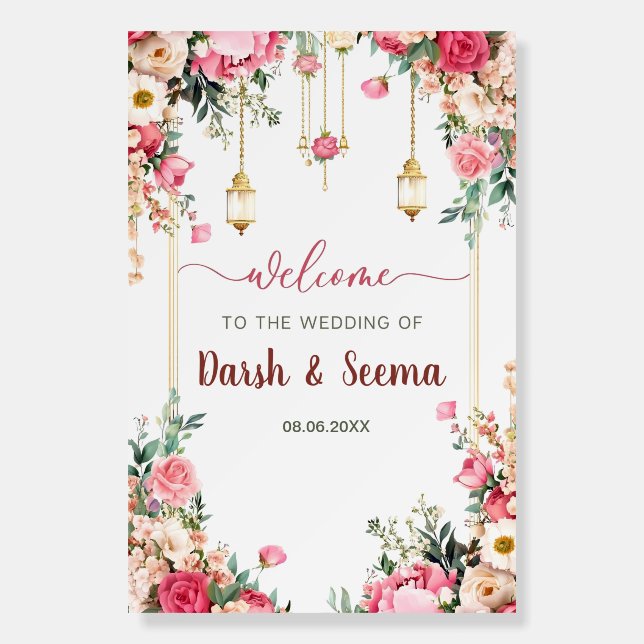 Indian Wedding Welcome Sign Template, Indian Weddi (Front)