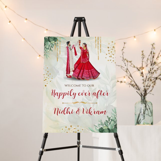 Indian welcome board as Hindu ceremony sign (In Situ (Stand))