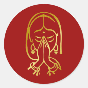 Indian Welcome Gesture - Namste Classic Round Sticker