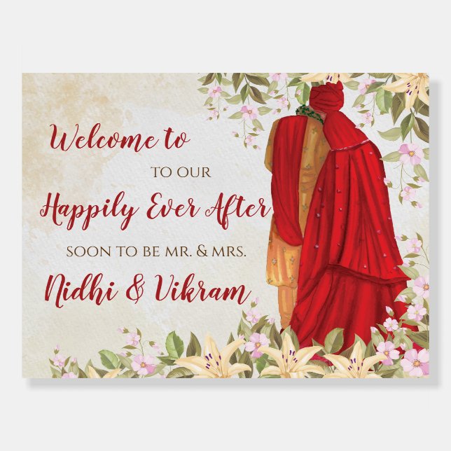 Indian Welcome sign Hindu Wedding Welcome sign (Front)