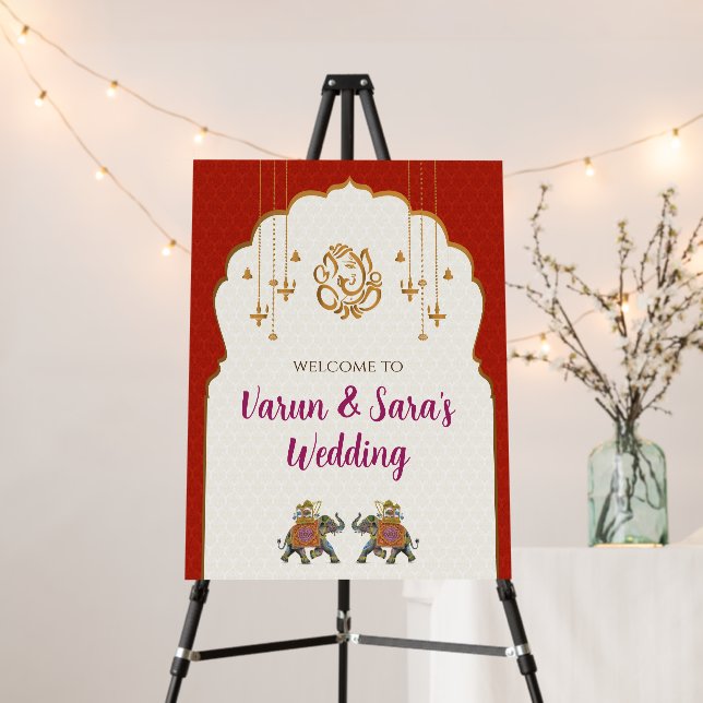 Indian Welcome signs & Indian Wedding decor sign (In Situ (Stand))