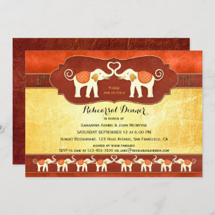 Indian White Elephants Rehearsal Dinner Invitation