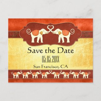 Indian White Elephants Save the Date Postcard