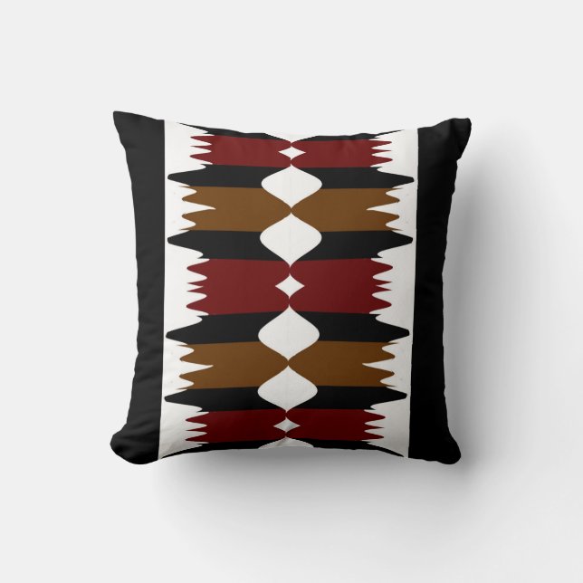 Indian Wind on Black/White/Brown/Dark Red  Throw P Pillow (Front)