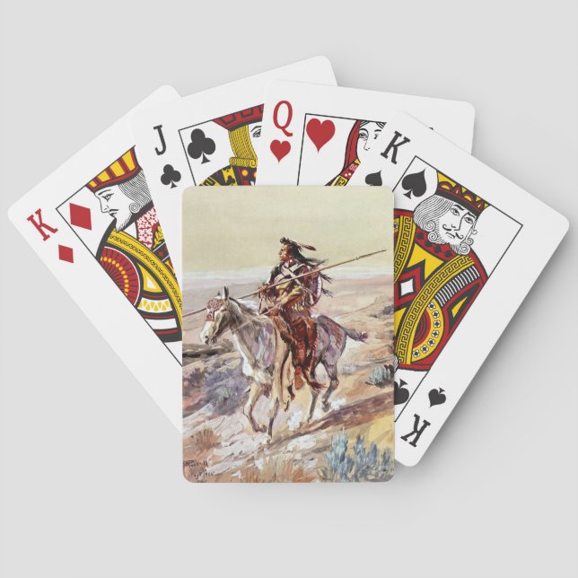 “Indian With Spear” Cowboy Art by Charles Russell Poker Cards (Back)