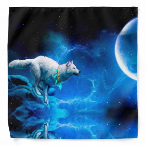 Indian wolf and the full moon bandana