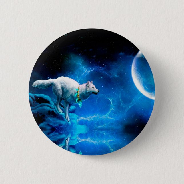 Indian wolf and the full moon button (Front)