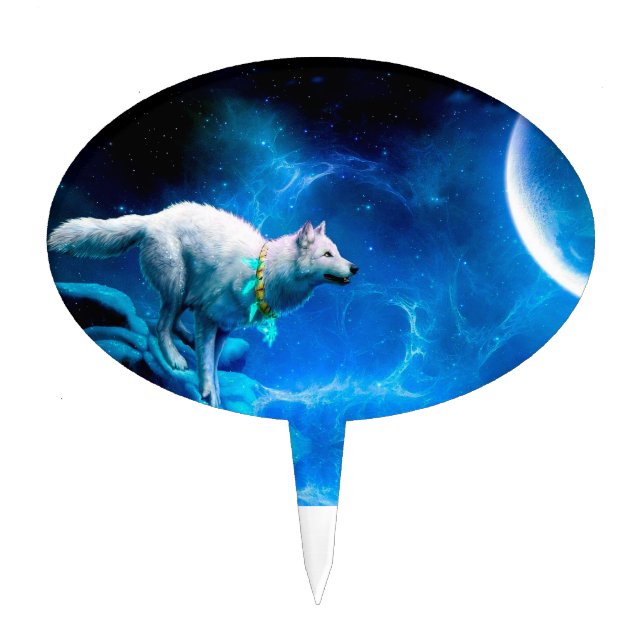 Indian wolf and the full moon cake topper (Front)