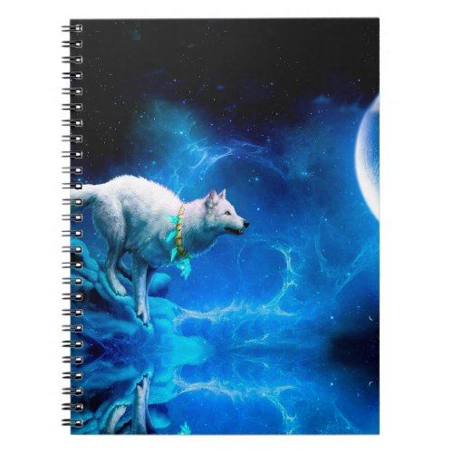 Indian wolf and the full moon notebook
