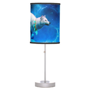 Indian wolf and the full moon table lamp