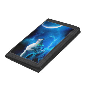 Indian wolf and the full moon tri-fold wallet