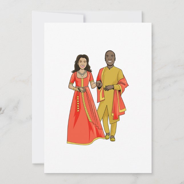 Indian Woman And African American Man Invitation (Front)