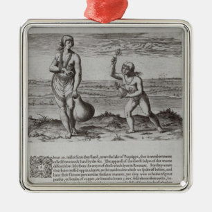 Indian Woman and Young Girl Metal Ornament