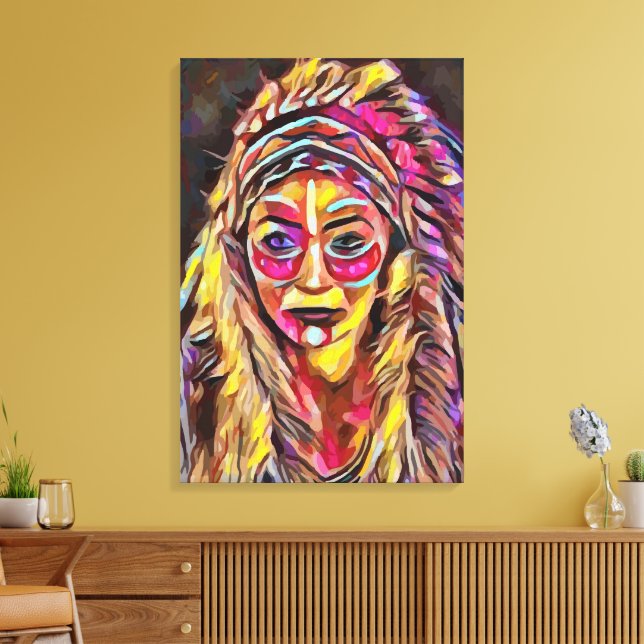 Indian woman canvas print (Insitu(LivingRoom))