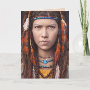 INDIAN WOMAN NATIVE AMERICAN ART BIRTHDAY CARDS