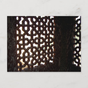 Indian wood window screen postcard
