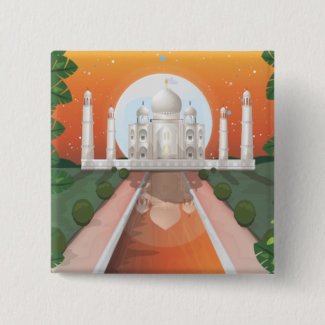 Indian world icon logo travel poster pinback button (Front)