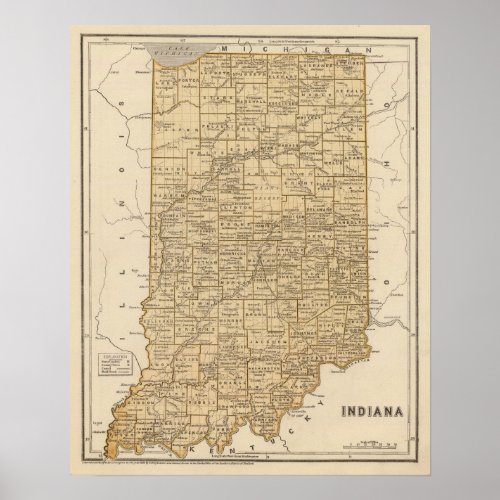 Indiana Atlas Map Poster