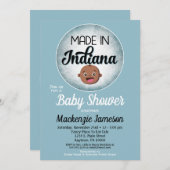 Indiana Baby Shower African American Blue Baby Invitation (Front/Back)
