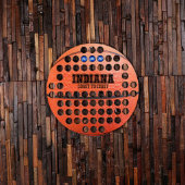 Indiana Basketball Shaped Wooden Beer Cap Map (Front)