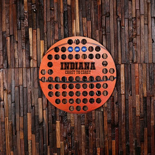 Indiana Basketball Shaped Wooden Beer Cap Map (Front)